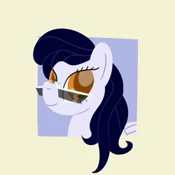 Size: 1136x1137 | Tagged: safe, artist:phat_guy, derpibooru import, oc, oc:serendipity, unofficial characters only, pegasus, pony, bust, female, frame, glasses, lineless, looking at you, mare, portrait, simple background, smiling, solo, sunglasses, wings