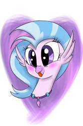 Size: 800x1214 | Tagged: safe, artist:emositecc, derpibooru import, silverstream, classical hippogriff, hippogriff, school daze, :p, blushing, bust, cute, diastreamies, female, jewelry, necklace, silly, simple background, smiling, solo, tongue out, transparent background
