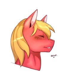 Size: 1129x1265 | Tagged: artist:cold-blooded-twilight, big macintosh, blushing, derpibooru import, freckles, male, questionable description, safe, simple background, solo, stallion, transparent background