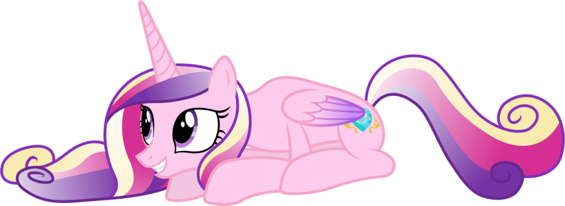 Size: 8900x3250 | Tagged: accessory-less edit, alicorn, artist:90sigma, barehoof, cute, cutedance, derpibooru import, edit, editor:slayerbvc, female, grin, mare, missing accessory, princess cadance, prone, safe, simple background, smiling, solo, transparent background, vector, vector edit