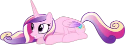 Size: 8900x3250 | Tagged: accessory-less edit, alicorn, artist:90sigma, barehoof, cute, cutedance, derpibooru import, edit, editor:slayerbvc, female, grin, mare, missing accessory, princess cadance, prone, safe, simple background, smiling, solo, transparent background, vector, vector edit