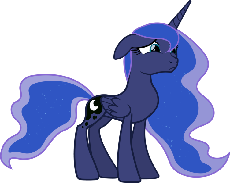 Size: 7524x6000 | Tagged: absurd resolution, accessory-less edit, alicorn, artist:d4svader, barehoof, derpibooru import, edit, editor:slayerbvc, female, mare, missing accessory, princess luna, sad, safe, simple background, solo, transparent background, vector, vector edit