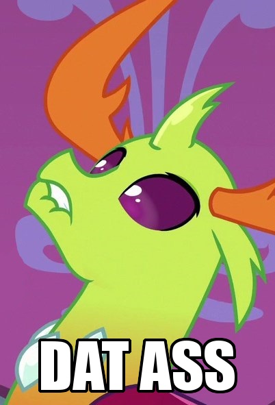 Size: 402x591 | Tagged: bust, caption, changedling, changeling, cropped, dat butt, derpibooru import, edit, edited screencap, king thorax, lip bite, male, meme, portrait, safe, school daze, screencap, solo, thorax