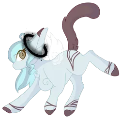 Size: 941x925 | Tagged: safe, artist:kiara-kitten, derpibooru import, oc, oc:mint chip, unofficial characters only, pony, artificial wings, augmented, augmented tail, female, halo, magic, magic wings, mare, simple background, solo, transparent background, wings