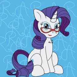 Size: 1200x1200 | Tagged: safe, artist:pavlovzdawg, derpibooru import, rarity, pony, unicorn, chest fluff, female, glasses, lipstick, looking at you, mare, rarara, smiling, solo