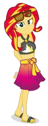 Size: 375x975 | Tagged: safe, artist:dm29, derpibooru import, sunset shimmer, equestria girls, equestria girls series, forgotten friendship, belly button, clothes, feet, midriff, sandals, simple background, solo, swimsuit, transparent background