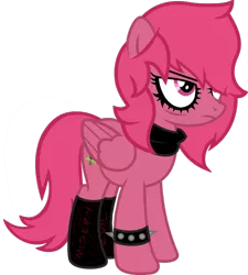 Size: 1280x1422 | Tagged: safe, artist:fletcherthehuntress, derpibooru import, oc, oc:twisted rose, pegasus, pony, boots, female, goth, makeup, mare, shoes, simple background, solo, spiked wristband, transparent background, wristband