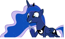 Size: 5000x3020 | Tagged: alicorn, artist:chalcedonian, derpibooru import, female, grin, luna eclipsed, mare, princess luna, raised hoof, safe, simple background, smiling, solo, .svg available, transparent background, vector