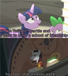 Size: 1277x1428 | Tagged: alicorn, chancellor neighsay, derpibooru import, edit, edited screencap, safe, school daze, screencap, screencap comic, some jerk with a camera, spike, twilight sparkle, twilight sparkle (alicorn)