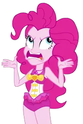 Size: 685x1024 | Tagged: safe, artist:marcoequestrian98, derpibooru import, edit, screencap, pinkie pie, equestria girls, equestria girls series, forgotten friendship, background removed, clothes, derp, female, image, not a vector, open mouth, png, simple background, solo, swimsuit, transparent background, vector