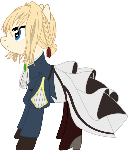 Size: 1355x1595 | Tagged: safe, artist:sonofaskywalker, derpibooru import, ponified, pony, anime, clothes, dress, simple background, solo, transparent background, vector, violet evergarden