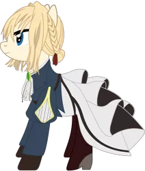 Size: 1355x1595 | Tagged: safe, artist:sonofaskywalker, derpibooru import, ponified, pony, anime, clothes, dress, simple background, solo, transparent background, vector, violet evergarden