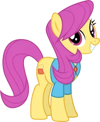 Size: 4680x5738 | Tagged: safe, artist:illumnious, derpibooru import, pursey pink, earth pony, pony, fake it 'til you make it, absurd resolution, clothes, cutie mark magic, female, mare, open front blouse, simple background, solo, transparent background, vector