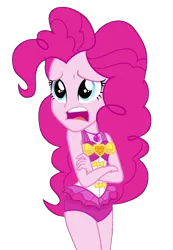Size: 715x1036 | Tagged: safe, artist:marcoequestrian98, derpibooru import, edit, screencap, pinkie pie, equestria girls, equestria girls series, forgotten friendship, background removed, clothes, crossed arms, female, image, open mouth, png, sad, simple background, solo, swimsuit, transparent background, vector