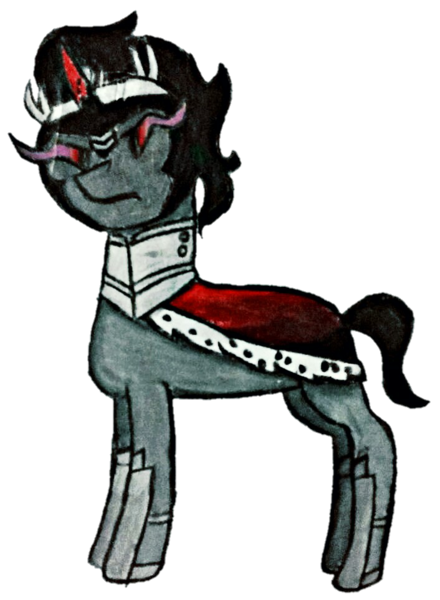 Size: 706x962 | Tagged: safe, artist:antique1899, derpibooru import, editor:binkyt11, king sombra, pony, villains of equestria collab, angry, antagonist, armor, cape, clothes, male, simple background, solo, sombra eyes, stallion, traditional art, transparent background