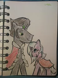 Size: 3120x4160 | Tagged: artist:carbsta, comic, crystal pony, cute, derpibooru import, female, friendship, hopabetes, hopebra, idw, ink, king sombra, male, pencil drawing, radiant hope, safe, shipping, sketchbook, sombradorable, spoiler:comic, straight, traditional art