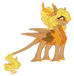 Size: 1551x1600 | Tagged: alicorn, alternate universe, antlers, artist:australian-senior, colored hooves, colored sclera, curiosity core, derpibooru import, kirin, kirindos, leonine tail, oc, oc:delly invictus, orange eyes, safe, scales, simple background, solo, transparent background, unshorn fetlocks