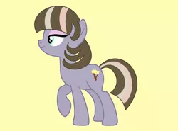 Size: 2446x1812 | Tagged: safe, artist:sapphirefeatherdust, derpibooru import, oc, oc:acacia branch, earth pony, pony, base used, female, mare, offspring, parent:maud pie, parent:mud briar, parents:maudbriar, simple background, solo, yellow background