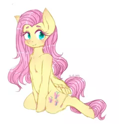 Size: 612x640 | Tagged: safe, artist:divided-s, derpibooru import, fluttershy, pegasus, pony, cute, female, looking at you, mare, shyabetes, simple background, solo, white background