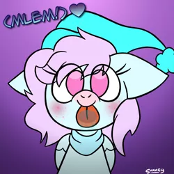 Size: 768x768 | Tagged: safe, artist:snakeythingy, derpibooru import, oc, oc:sleepy skies, blushing, commission, gradient background, licking the fourth wall, looking at you, mlem, silly, tongue out, ych result
