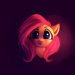 Size: 4000x4000 | Tagged: safe, artist:miokomata, derpibooru import, fluttershy, pony, bust, cute, cute little fangs, fangs, freckles, looking at you, portrait, smiling, solo, wolf teeth