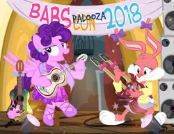 Size: 1000x773 | Tagged: safe, artist:pixelkitties, derpibooru import, oc, ponified, pony, amy keating rogers, babs bunny, crossover, guitar, ponysona, tiny toon adventures