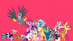 Size: 1366x768 | Tagged: safe, derpibooru import, apple bloom, applejack, fluttershy, gabby, moondancer, pinkie pie, rainbow dash, rarity, scootaloo, spike, sweetie belle, twilight sparkle, twilight sparkle (alicorn), oc, oc:ian, oc:straight a's, alicorn, dog, gecko, gryphon, hedgehog, mongoose, monkey, panda, skunk, animal, littlest pet shop, minka mark, penny ling, pepper clark, russell ferguson, sunil nevla, tabitha st. germain, vinnie terrio, voice actor joke, zoe trent