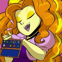 Size: 809x809 | Tagged: safe, artist:helixjack, derpibooru import, edit, adagio dazzle, equestria girls, anime, badge, commission, eyes closed, female, gary motherfucking oak, gary oak, icon, laughing, pokémon, smiling, solo