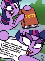 Size: 1080x1442 | Tagged: 2 panel comic, alicorn, artist:quarium edits, comic, derpibooru import, drama, ed edd n eddy, edit, exploitable, exploitable meme, here we go again, meme, safe, solo, starlight drama, starlight glimmer, sunset shimmer, twilight's fact book, twilight sparkle, twilight sparkle (alicorn)