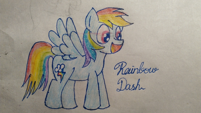 Size: 4208x2368 | Tagged: derpibooru import, freehand, handwriting, rainbow dash, safe, solo, traditional art