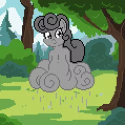 Size: 357x357 | Tagged: safe, artist:badumsquish, artist:uni-pon, deleted from derpibooru, derpibooru import, editor:uni-pon, oc, unofficial characters only, cloud pony, forest, pixel art, solo, tree