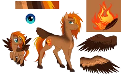 Size: 2843x1791 | Tagged: safe, artist:askbubblelee, derpibooru import, oc, oc:singe, unofficial characters only, pegasus, pony, body freckles, facial hair, freckles, goatee, male, missing wing, reference sheet, show accurate, simple background, smiling, solo, stallion, tail feathers, transparent background