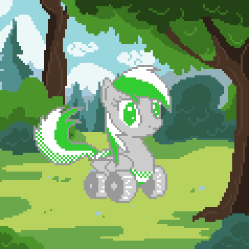 Size: 357x357 | Tagged: artist:marcosms88, artist:uni-pon, derpibooru import, editor:uni-pon, forest, oc, oc:wheely bopper, original species, pixel art, safe, solo, tree, unofficial characters only, wheelpone