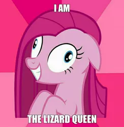 Size: 1190x1220 | Tagged: artist:the lord mentlegan, derpibooru import, i am the lizard queen, pinkamena diane pie, pinkie pie, safe, solo, the simpsons