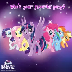 Size: 1080x1080 | Tagged: alicorn, applejack, best pony, bronybait, derpibooru import, favorite pony, fluttershy, mane six, my little pony logo, my little pony: the movie, official, pinkie pie, rainbow dash, rarity, safe, twilight sparkle, twilight sparkle (alicorn)