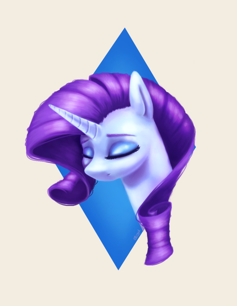 Size: 900x1163 | Tagged: safe, artist:eternalsubscriber, derpibooru import, rarity, pony, bust, eyes closed, solo