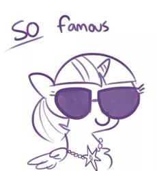 Size: 817x889 | Tagged: safe, artist:tjpones, derpibooru import, twilight sparkle, twilight sparkle (alicorn), alicorn, pony, female, jewelry, mare, monochrome, necklace, simple background, sketch, solo, sunglasses, twilightlicious, white background