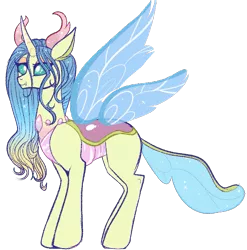 Size: 769x779 | Tagged: artist:lulubell, changedling, changeling, derpibooru import, digital art, purified chrysalis, queen chrysalis, reformed, safe, simple background, solo, standing, transparent background