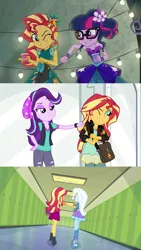 Size: 2048x3642 | Tagged: safe, derpibooru import, screencap, sci-twi, starlight glimmer, sunset shimmer, trixie, twilight sparkle, equestria girls, equestria girls series, forgotten friendship, legend of everfree, mirror magic, spoiler:eqg specials, punch, sunset shimmer gets all the mares