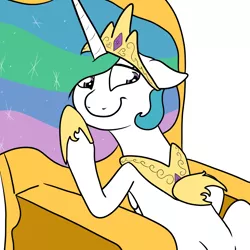 Size: 1000x1000 | Tagged: artist:bennimarru, bored, chair, derpibooru import, leaning, princess celestia, safe, sitting, uncouth