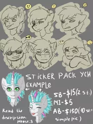 Size: 4000x5333 | Tagged: artist:fkk, auction, derpibooru import, example, oc, safe, simple background, sketch, solo, sticker, sticker set, ych example, your character here