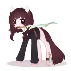 Size: 1000x1000 | Tagged: safe, artist:goodammi09, derpibooru import, oc, unofficial characters only, earth pony, pony, clothes, mouth hold, simple background, solo, sword, weapon, white background