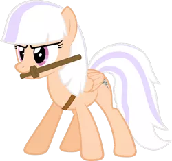 Size: 1332x1250 | Tagged: safe, artist:zacatron94, derpibooru import, oc, oc:sweep star, unofficial characters only, pegasus, pony, female, mare, mouth hold, simple background, solo, transparent background, vector, wooden sword