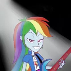 Size: 3000x3000 | Tagged: safe, artist:uoltie, derpibooru import, rainbow dash, equestria girls, rainbow rocks, awesome as i want to be, guitar, singing