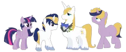 Size: 1434x594 | Tagged: alicorn, artist:tomee-bear, derpibooru import, family, female, male, offspring, parent:prince blueblood, parents:twiblood, parent:twilight sparkle, prince blueblood, safe, shipping, simple background, straight, transparent background, twiblood, twilight sparkle, twilight sparkle (alicorn)