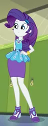 Size: 277x720 | Tagged: safe, derpibooru import, screencap, rarity, driving miss shimmer, equestria girls, equestria girls series, canterlot high, clothes, cropped, driving miss shimmer: rarity, female, geode of shielding, hallway, high heels, legs, lockers, pencil skirt, sexy, shoes, skirt, smiling, solo focus