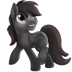 Size: 2252x2280 | Tagged: safe, artist:theshadowstone, derpibooru import, oc, oc:shadowstone, unofficial characters only, pegasus, pony, missing cutie mark, raised hoof, simple background, smiling, solo, transparent background