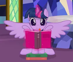 Size: 3091x2630 | Tagged: safe, artist:shutterflyeqd, derpibooru import, twilight sparkle, twilight sparkle (alicorn), alicorn, pony, :p, adorkable, book, cute, daaaaaaaaaaaw, dork, glowing horn, levitation, magic, magic aura, silly, silly pony, solo, spread wings, telekinesis, that pony sure does love books, tongue out, twiabetes, wings