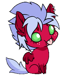 Size: 500x512 | Tagged: safe, artist:kez, derpibooru import, oc, oc:melon frost, unofficial characters only, :p, animated, bobblehead, chibi, freckles, gif, piercing, silly, simple background, snake bites, solo, tongue out, transparent background