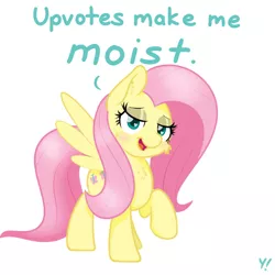 Size: 1000x1000 | Tagged: suggestive, artist:yakoshi, derpibooru import, fluttershy, pegasus, pony, bedroom eyes, blushing, cheek fluff, chest fluff, female, heart, heart eyes, looking at you, mare, raised hoof, simple background, solo, solo female, upvote bait, white background, wingding eyes